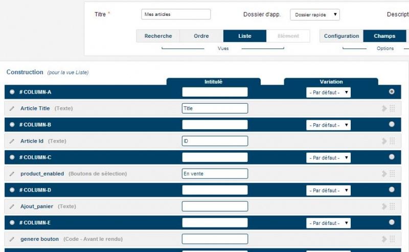 Ecommerce liste produits