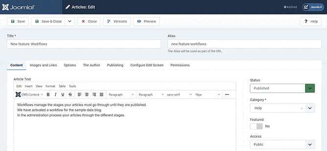 gestionnaire d'article de joomla4 
