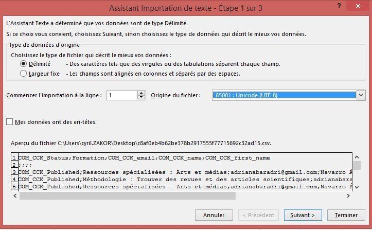 import csv: format utf8