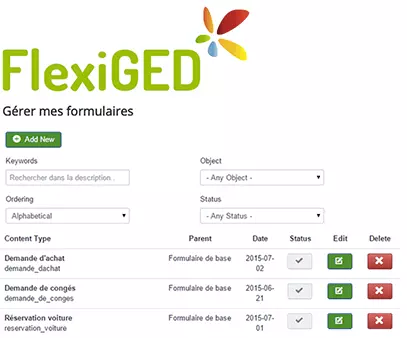 gestion formulaires FlexiGED