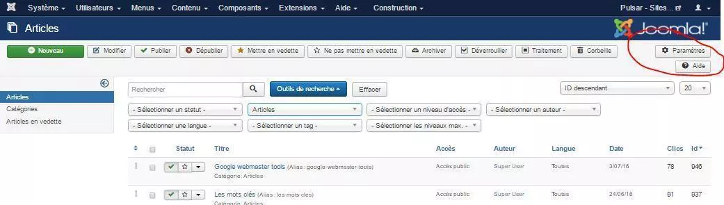 droits acl joomla droits articles