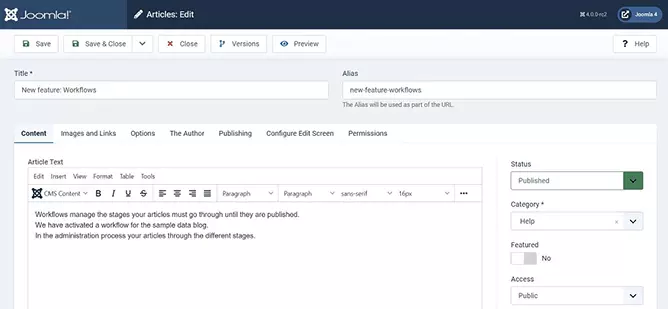 gestionnaire d'article de joomla4 