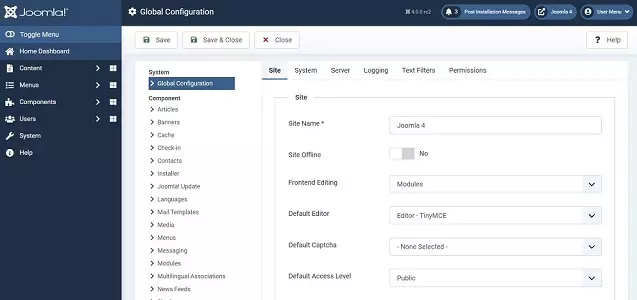 Configuration globale de Joomla 4