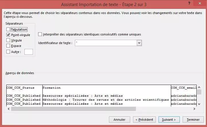 import csv delimiteur