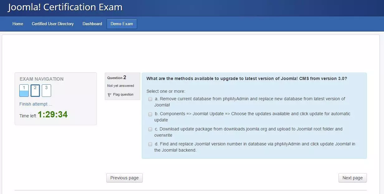 examen certification joomla